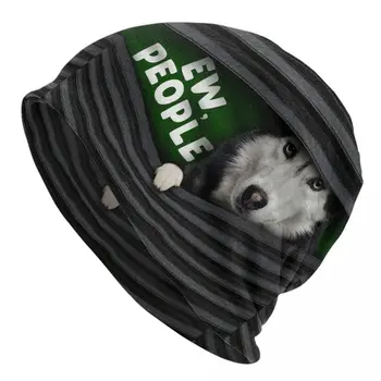 Sibirya Husky Yüz Skullies bere şapkalar Köpek Hayvan Köpekler Moda Unisex Sokak Kap Sıcak Çift kullanımlı Kaput Örme Şapka
