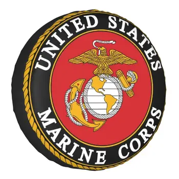Amerika Birleşik Devletleri Deniz Piyadeleri yedek lastik kılıfı Jeep Wrangler için USMC Ordu Bayrağı 4WD SUV Araba Tekerlek Koruyucuları 14-17 İnç