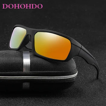 DOHOHDO Güneş Gözlüğü Polarize Kadın Erkek güneş gözlüğü Kare PC Çerçeve Gözlük Gözlük Temizle Sürüş Gözlük UV400 Gölge Korumak