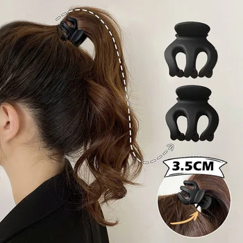 2 Adet Kore Moda Siyah At Kuyruğu Sabit Artefakt Saç Pençe Kelepçeleri Takı saç aksesuarları Kadınlar için Kız saç aksesuarları
