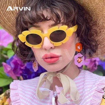 Benzersiz Çiçek Şekli Güneş Kadınlar Yeni Moda Marka Şeker Renk Kedi Göz güneş gözlüğü Erkekler Hip Hop Trend Shades UV400