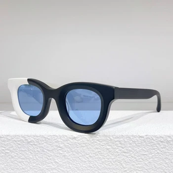 243 Oval Kalınlaşmış Asetat Güneş Gözlüğü Mat Retro Orijinal Kalite Klasik Erkek Moda Gözlük Kadın Gözlük Durumda