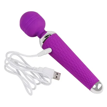 10 Hız Güçlü Sihirli Vibratörler USB Şarj AV Değnek Masaj Yetişkin Seks Oyuncakları Kadın Masturbator için