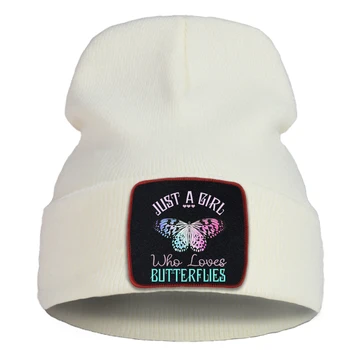Sadece Bir Kız Seven Kelebekler Kadın Kış Şapka Açık Sıcak Tutmak Kayak Adam örgü şapkalar Rahat Pamuk Bere Gençler İçin