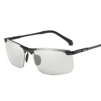 yeni renk değiştirme polarize güneş gözlüğü, erkek moda anti UV gözlük, sürücü sürüş gözlükleri gece görüş gözlüğü