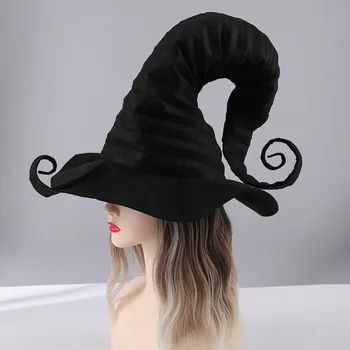 Moda Açılı cadı şapkası Çan Kulesi Sihirbazı Şapka Popüler Büyük Dantelli cadı şapkası Yaratıcı Kadın kostüm aksesuarı Cadılar Bayramı için