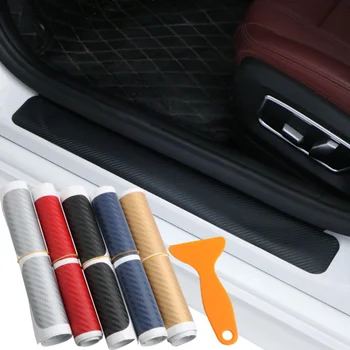 Araba eşiği karbon fiber sticker kapı anti-scratch şerit anti-kick film koruyucu ped bar karbon fiber macun evrensel