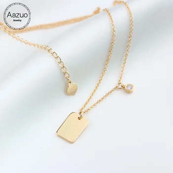 Aazuo Moda Sıcak satış İnstagram Stil 18 K Orijinal Sarı Altın Kare Altın Sikke Parlak Kolye yetenekli Kadınlar için Au750