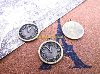 8pcs-vintage saat Takılar, Antik bronz vintage saat Takılar kolye 25x28mm