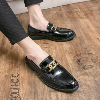 Erkek Moccasins Erkekler rahat ayakkabılar Deri Resmi Elbise İş Oxford Erkek Ev Patent erkek Klasik İtalyan