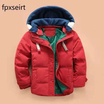 2017 Yeni çocuk Aşağı & Parkas 4-10 T kış çocuk giyim erkek rahat sıcak kapüşonlu ceket erkek katı erkek sıcak mont