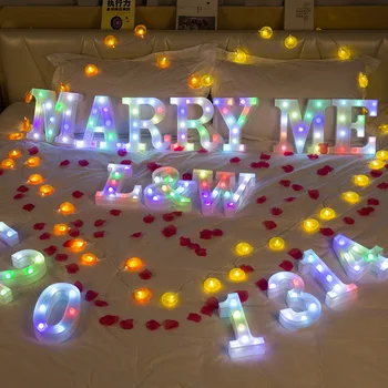22.5 cm 1 ADET aydınlık LED 26 mektup ışıkları renkli İngilizce ışıkları Günü Düğün Düğün Romantik dekorasyon ışıkları