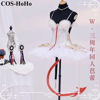 COS-HoHo Anime Arknights W Üçüncü Yıldönümü Bale Elbise Oyunu Takım Elbise Güzel Üniforma Cosplay Kostüm Cadılar Bayramı Partisi Kıyafet Kadınlar