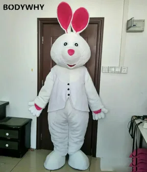 Paskalya Günü Hayvan Kostüm Takım Elbise Beyaz Tavşan Tavşan Maskot Kostümleri Takım Elbise Cosplay Yetişkin Reklam Promosyon Elbise