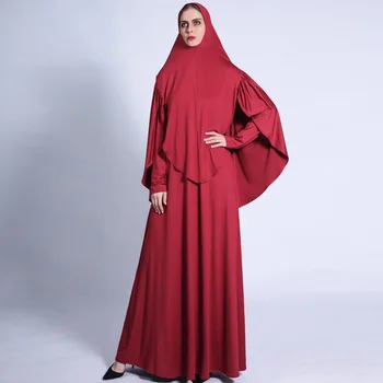 Kadın Türban Ve Uzun Etek Takım Elbise Tam Uzunlukta askı elbise Retro Müslüman Elbise Kadın Arap Düz Renk Uzun Elbise Çoklu Renkler