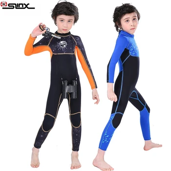 SLINX Erkek 2.5 mm Çocuklar Neopren Wetsuit Sıcak Tutmak Mayo çocuk Mayo Uzun Kollu Yüksek Elastik dalgıç giysisi