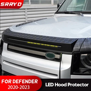 ABS LED Araba Ön Bug Mesh Hood Kapak Land Rover Defender 90 İçin 110 2020 2021 2022 Ön Cam Koruyucu