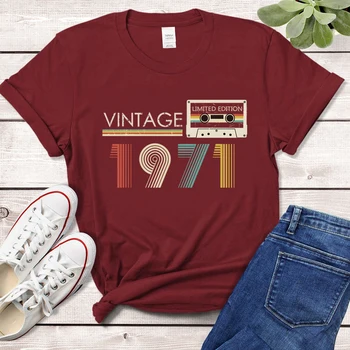 Vintage 1971 Yılında Yapılan Sınırlı Sayıda Bant Durumda Komik Kadın T Shirt 52nd 52 Yaşında Doğum Günü Moda Tshirt Eşi Anne Hediye