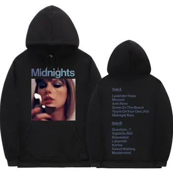 Şarkıcı Taylor Yeni Albüm Midnights Aynı Stil baskılı kapüşonlu svetşört Unisex Büyük Boy Hip Hop Hoodies Erkekler Kadınlar Estetik Sanat Tişörtü