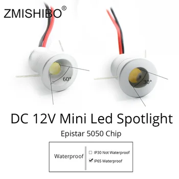 ZMISHIBO Spot LED Gümüş Mini dolap lambası 12V Downlight 15mm Kesim Delik Tavan Gömme Lamba IP65 Takı Dolabı Ekran