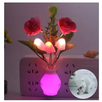 0.5 w Led Gece Lambası Otomatik Sensör İle Enerji Tasarrufu Gül Çiçek Mantar Fiş yatak odası için lamba Banyo Oturma Odası Mutfak