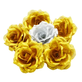 Yoshiko 100 Adet 10CM Altın Yapay Gül ipek çiçek Kafa Dekoratif Çiçekler Düğün Ev Festivali Gelin Dekorasyon