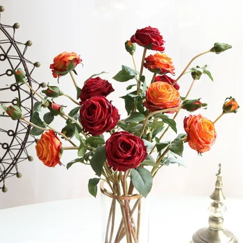 Yüksek Simülasyon Gül Sahte Çiçek Ev Oturma Odası Dekorasyon Çiçek Düğün Tek El Duygu Nemlendirici Gül