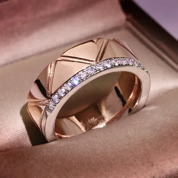 yüksek kaliteli çekici ton renk gül altın Geometrik yüzük kadınlar için düğün nişan takı hediye