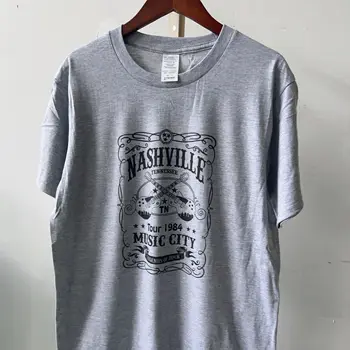 Nashville Çerçeve Mektup Kadın T-shirt Punk Tarzı Komik Tee Vintage Rock Grubu Müzik T Shirt 70s 80s Unisex Moda Giyim