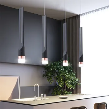 Iskandinav LED Beyaz / Siyah Silindir Boru kolye ışık Modern Uzun Tüp Kolye yatak odası için lamba Oturma Odası Mutfak Ada Dükkanı