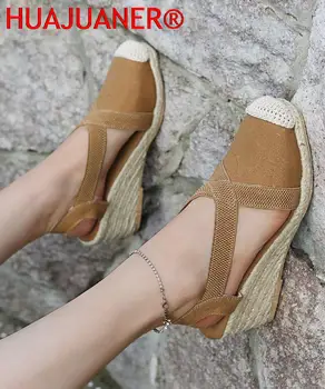 Kadın Ayak Bileği Kayışı Sandalet Rahat Terlik Bayanlar Bayan rahat ayakkabılar Nefes Keten Kenevir Tuval Pompaları zapatillas mujer