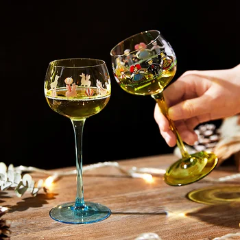 Alsace villain yüksek değer cam meyve şarap bardağı kız kalp Japon kişisel ins yüksek ayak meyve şarap bardağı